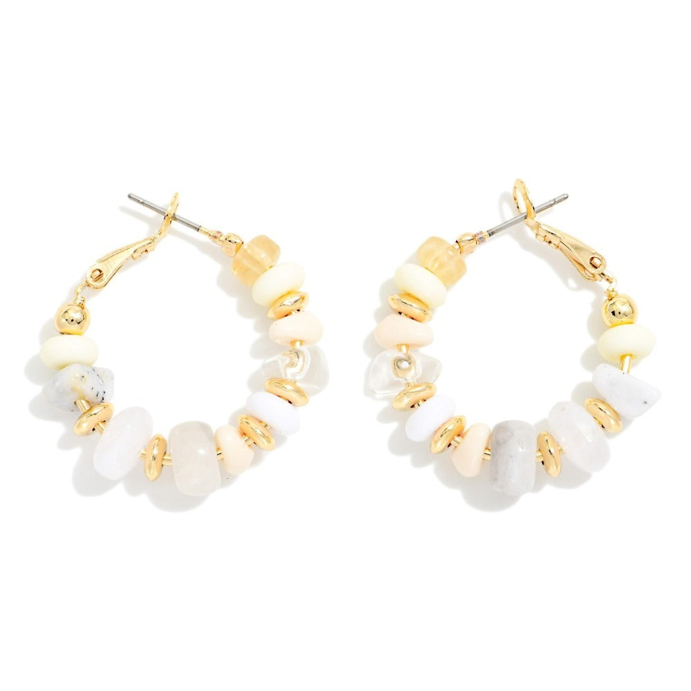 Stone Beaded Hoop Earrings