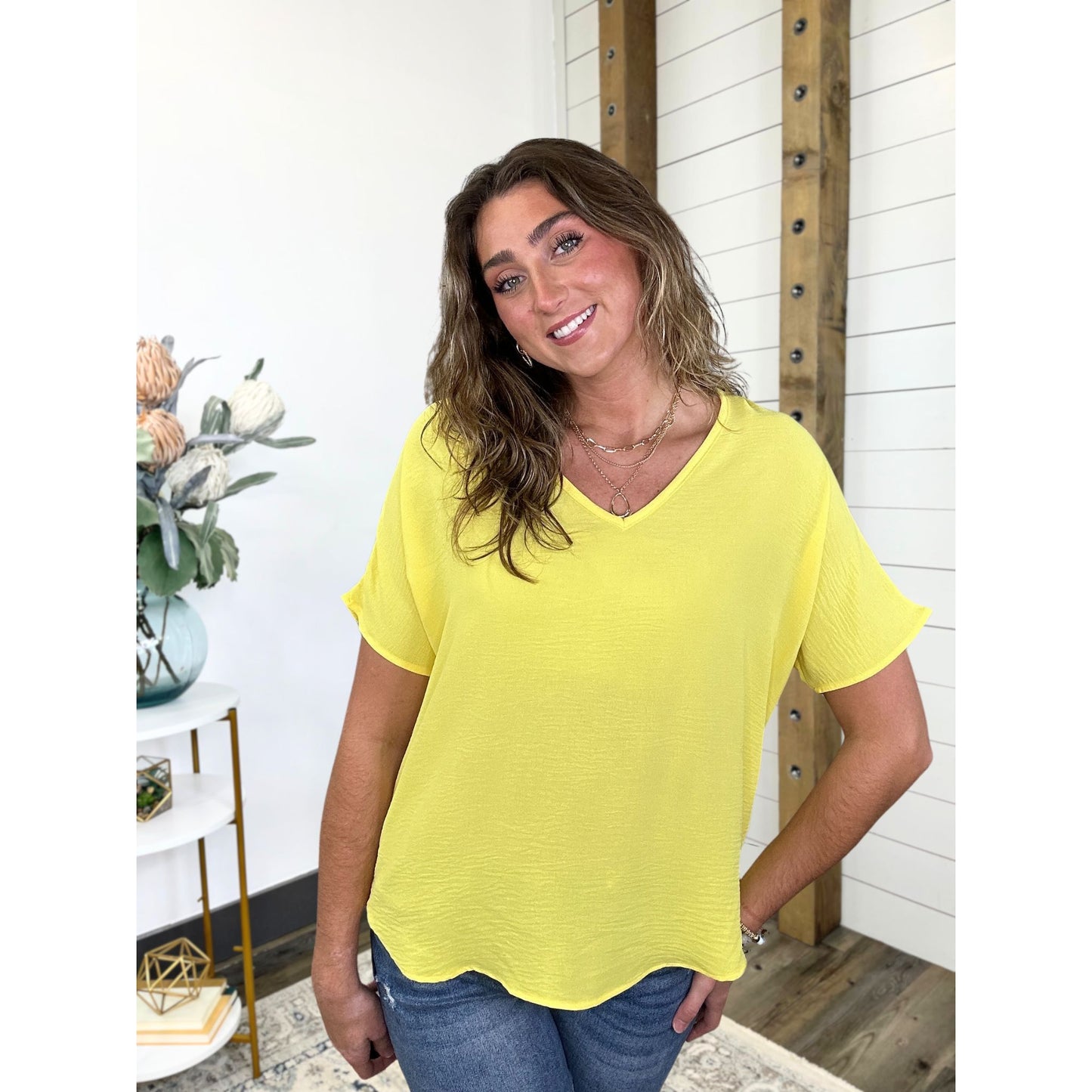 Relaxed-fit blouse with short dolman-sleeve and V-neck, DeAnn Blouse — image 21