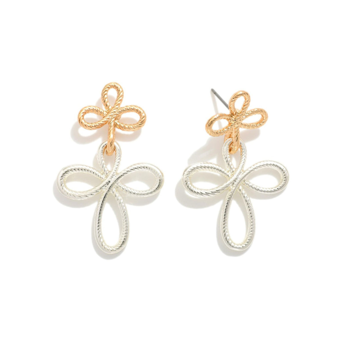 Twisted-metal earrings finished with metal-tone, Twist Cross Earrings