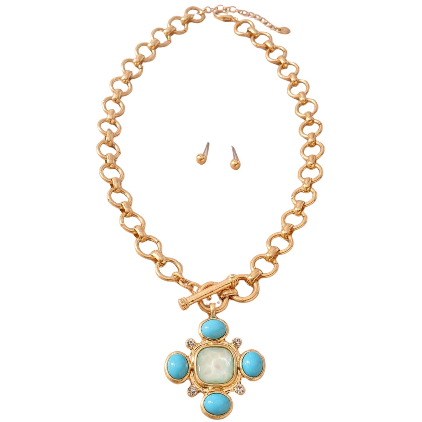 Golden Faith Turquoise Cross Pendant