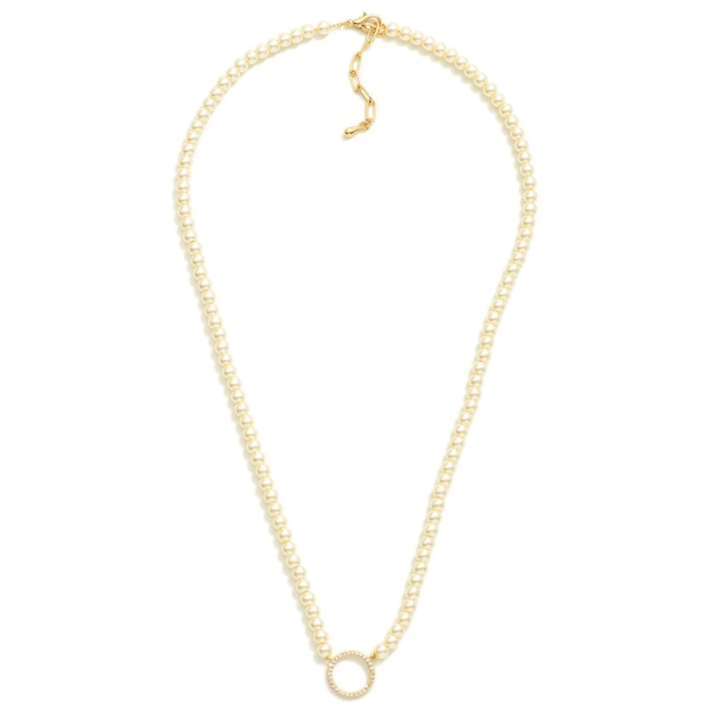 Gilded Halo Pearl Necklace