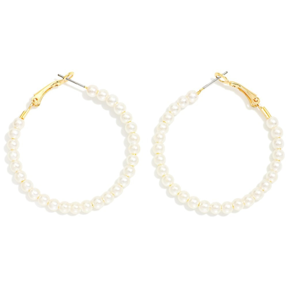 Pearl Beaded Hoops
