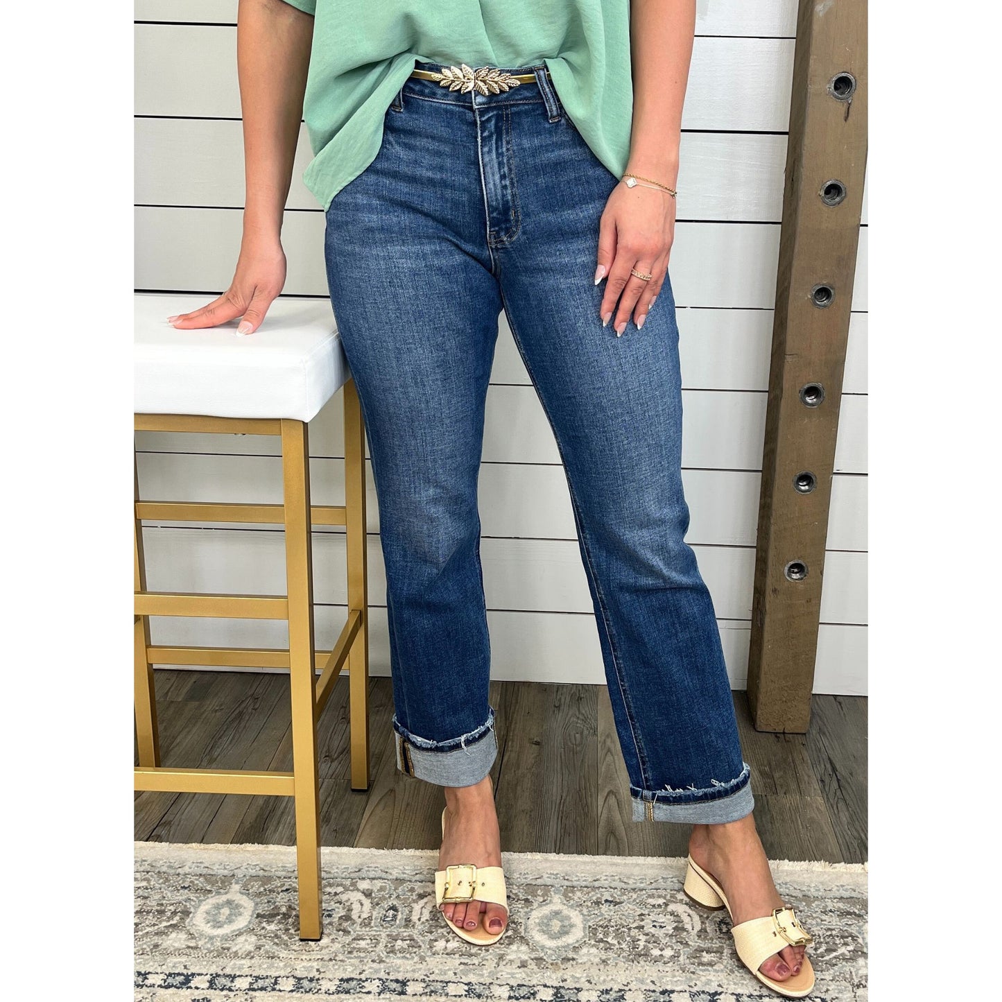 Effortless Edge Cuffed Straight Jeans