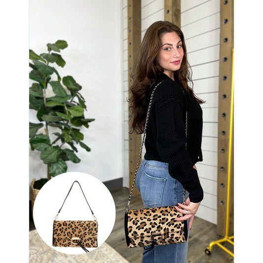 Jenna Leopard Print Crossbody and Shoulder Bag