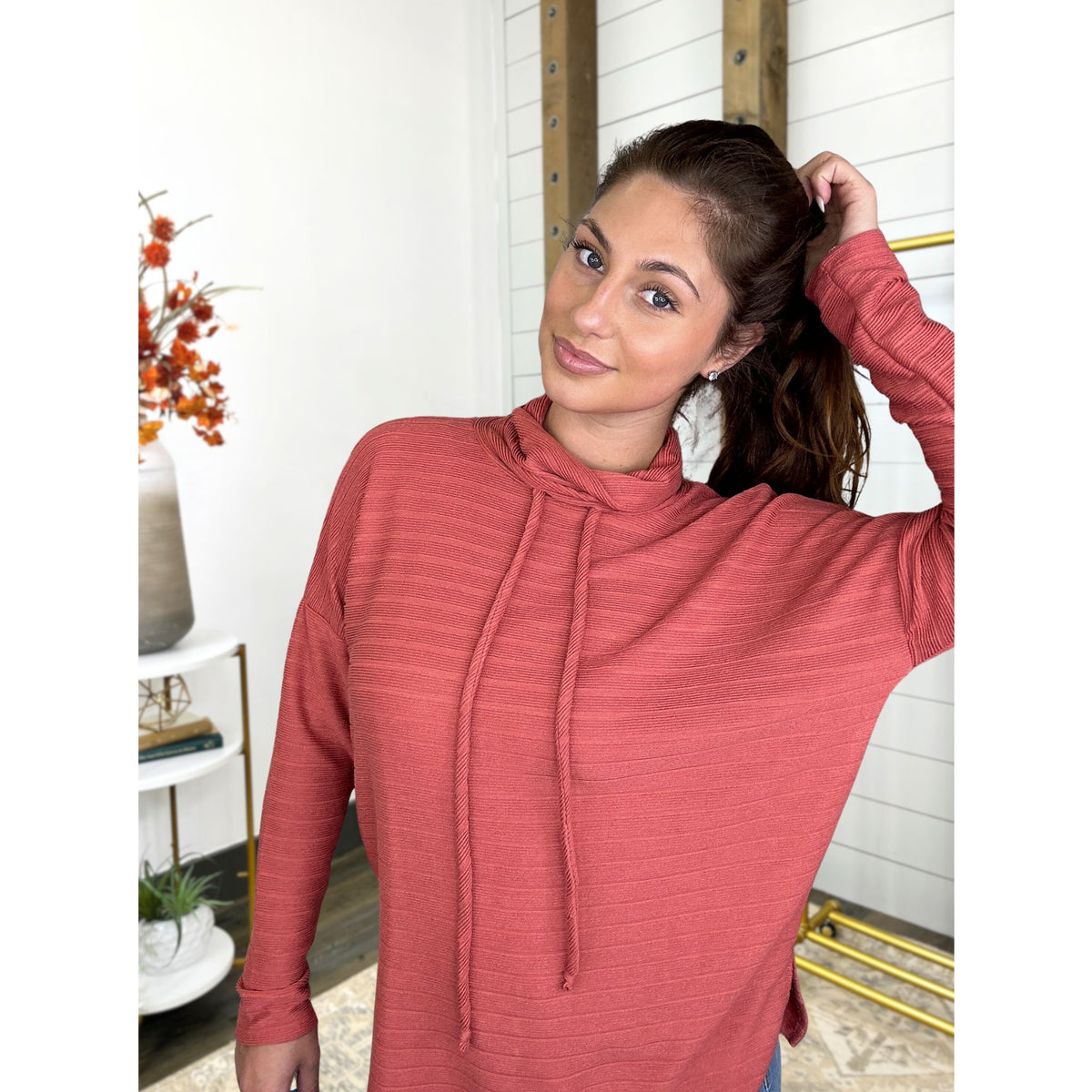 Long-sleeve top finished with drawstring and knit, On Repeat Pullover