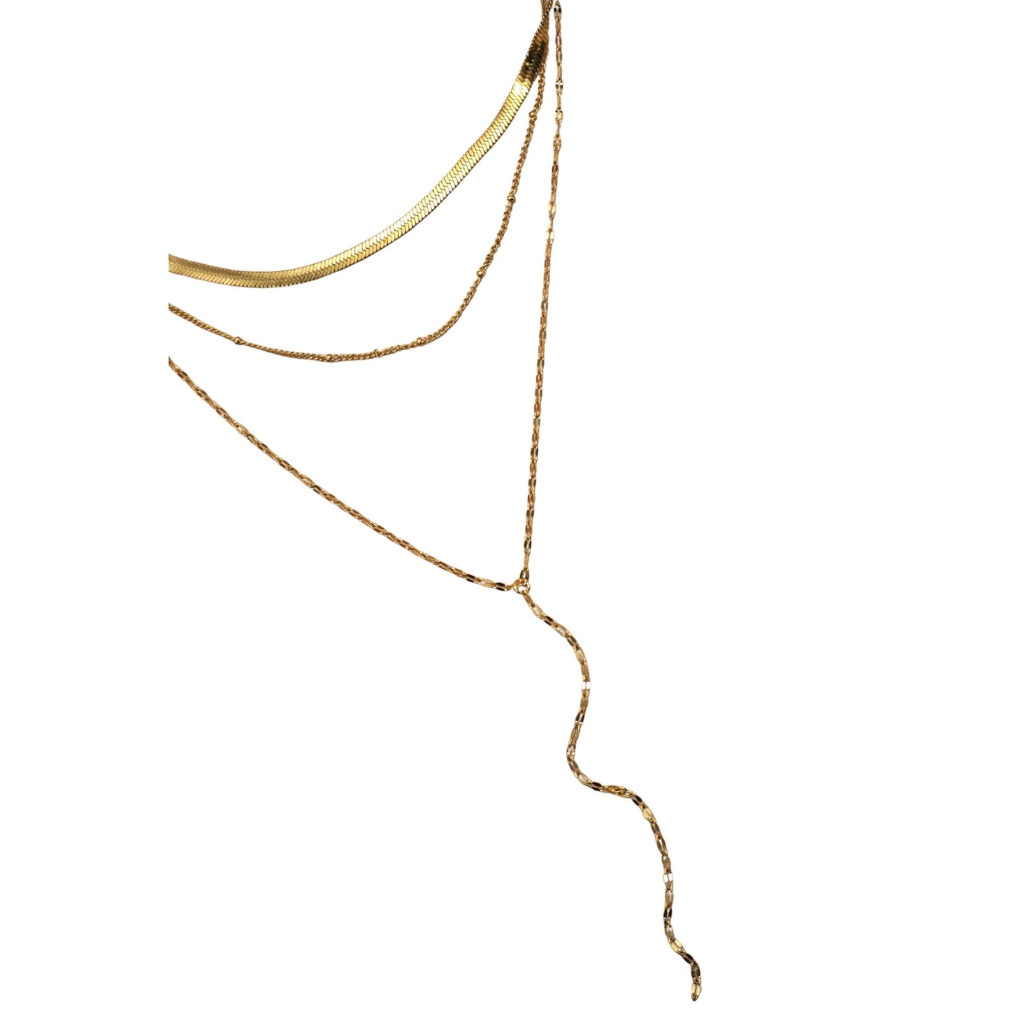 Golden Cascade Layered Y Necklace