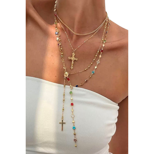 Rainbow Boho Cross Lariat