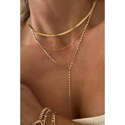 Golden Cascade Layered Y Necklace