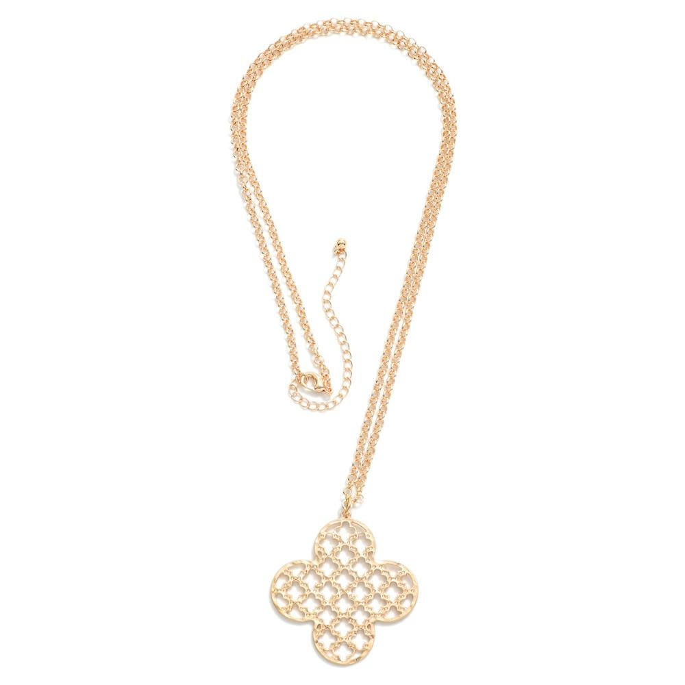 Only On Me Long Chain Link Clover Necklace