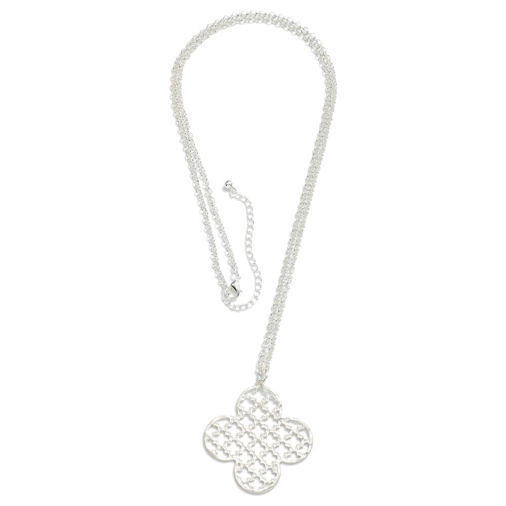 Only On Me Long Chain Link Clover Necklace