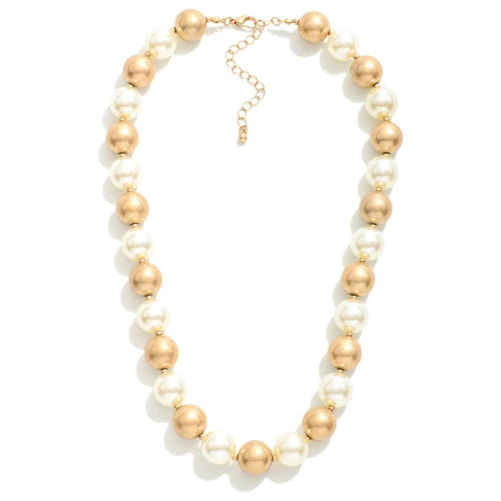 Pearl and Gold Bead Necklace