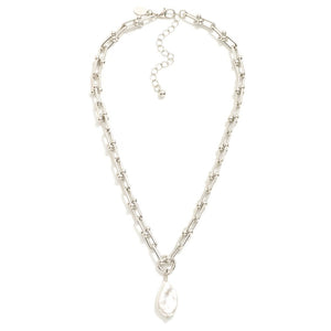 As Always U Link Chain Necklace Featuring Baroque Pearl Pendant