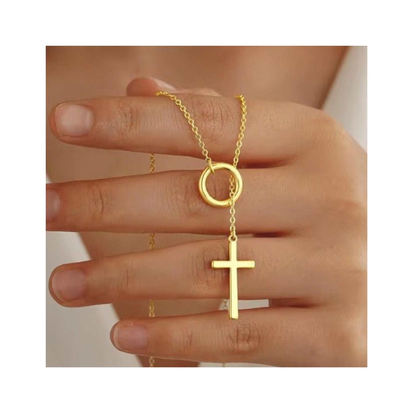 Graceful Faith Layered Y Cross Necklace