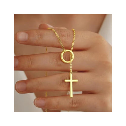 Graceful Faith Layered Y Cross Necklace