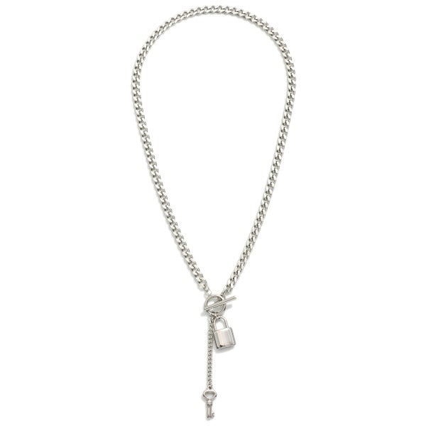 Lock Pendant Necklace w/Toggle Clasp