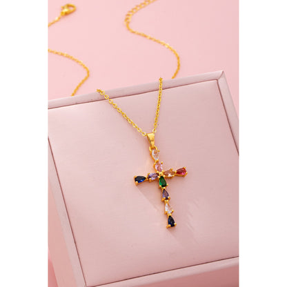 Eternal Sparkle Multi-Stone Cross Necklace