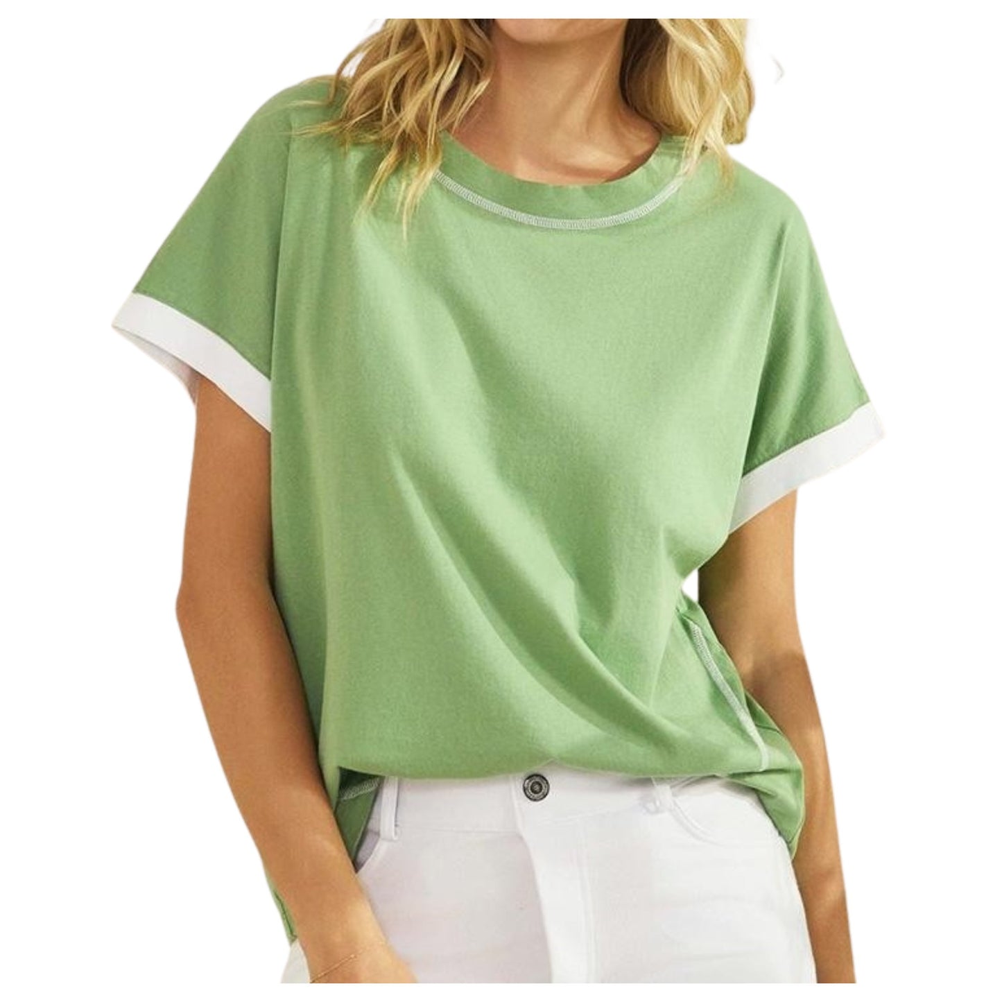 Two Tone Contrast Seam T-Shirt