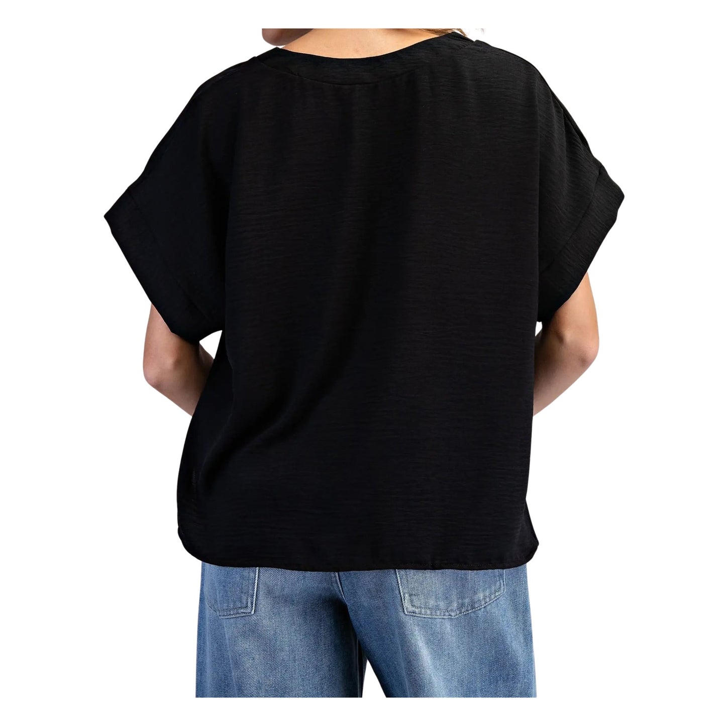 V-Neck Short Sleeve Blouse