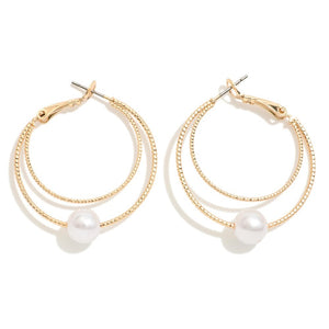 Everyday Pearl Double Hoop Earring