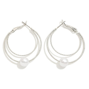 Everyday Pearl Double Hoop Earring