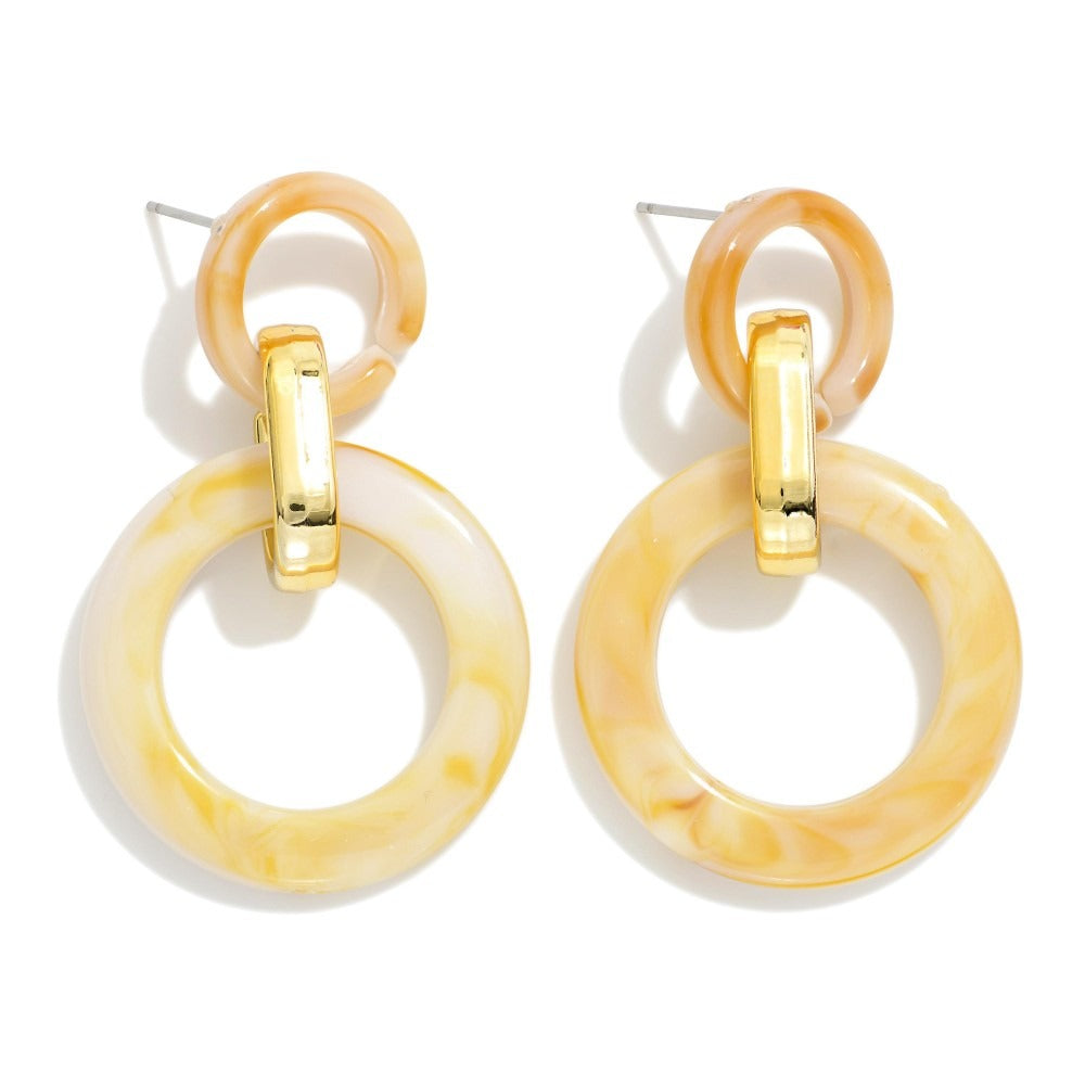 Marbled Linked Hoop Drop Earrings