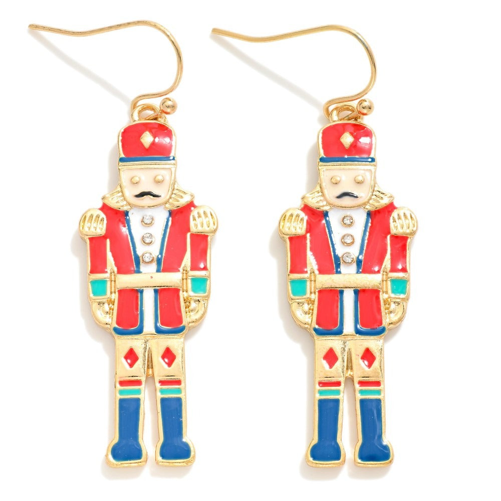 Painted Metal Nutcracker Earrings