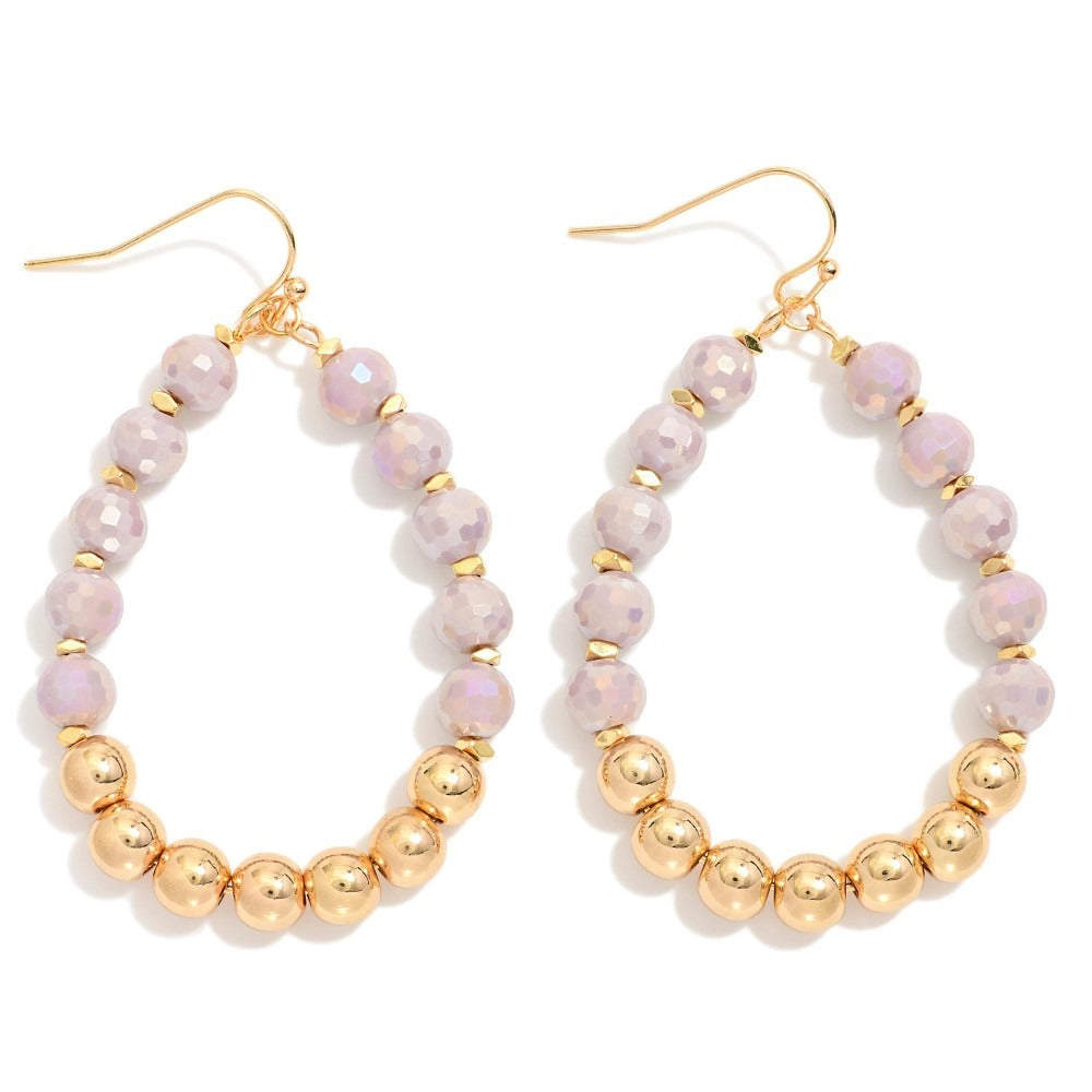 Golden Gleam Beaded Teardrop Earrings