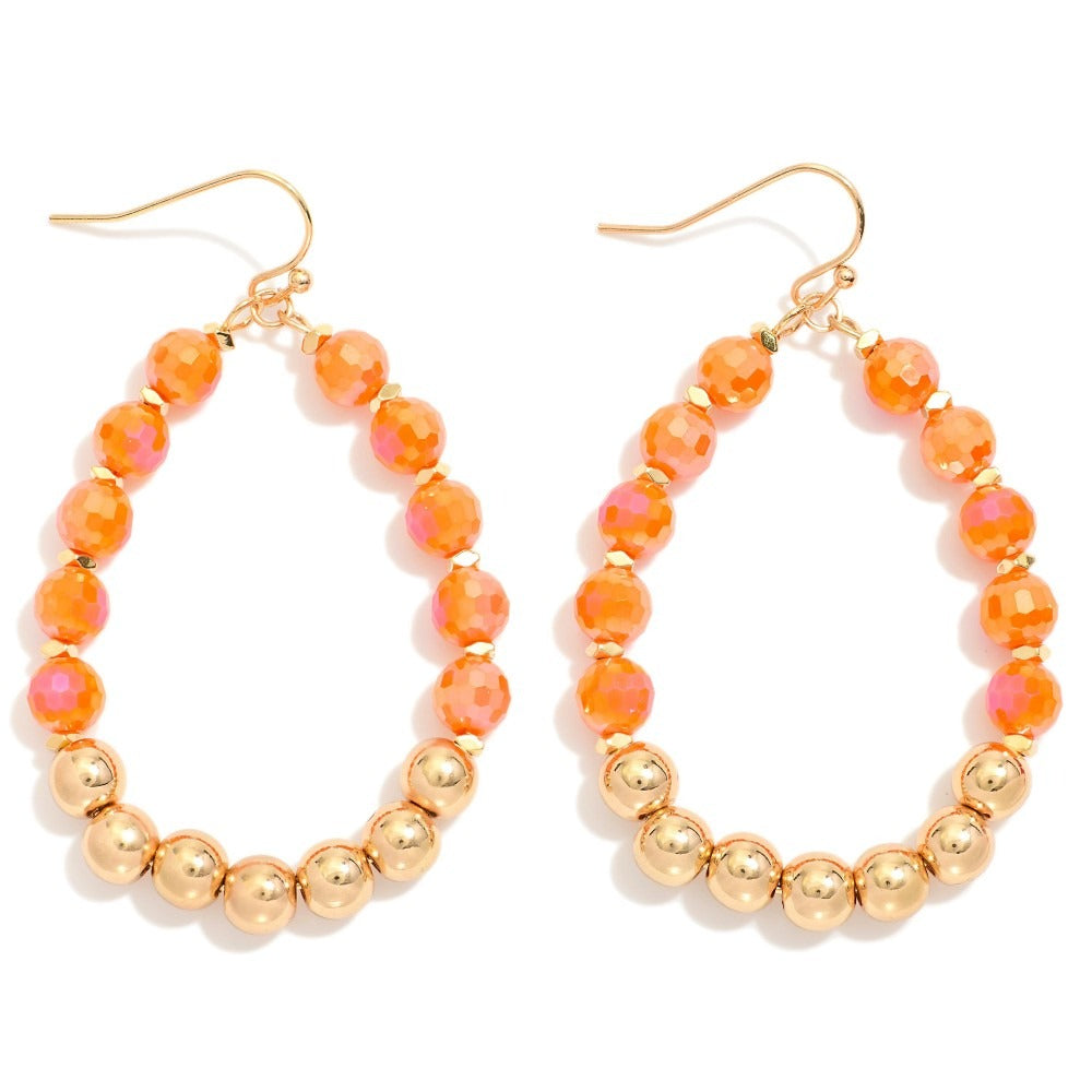 Golden Gleam Beaded Teardrop Earrings