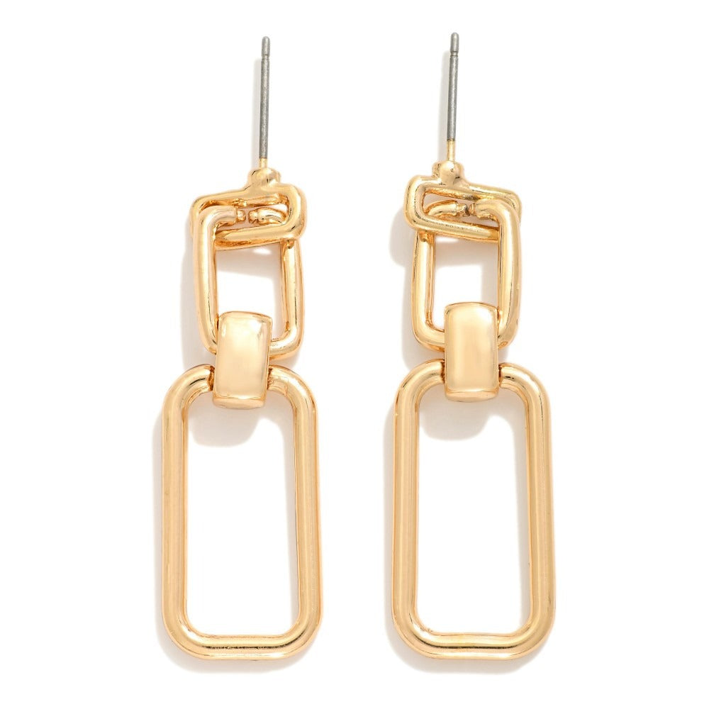 Metal  Linked Rectangle Drop Earrings