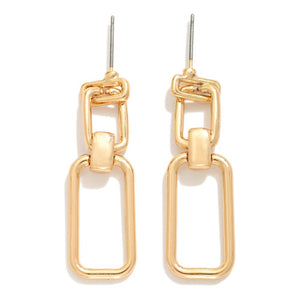 Metal  Linked Rectangle Drop Earrings