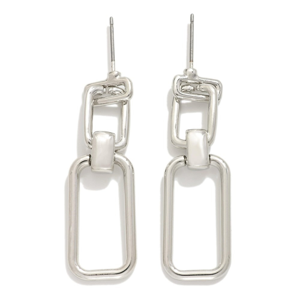 Metal  Linked Rectangle Drop Earrings