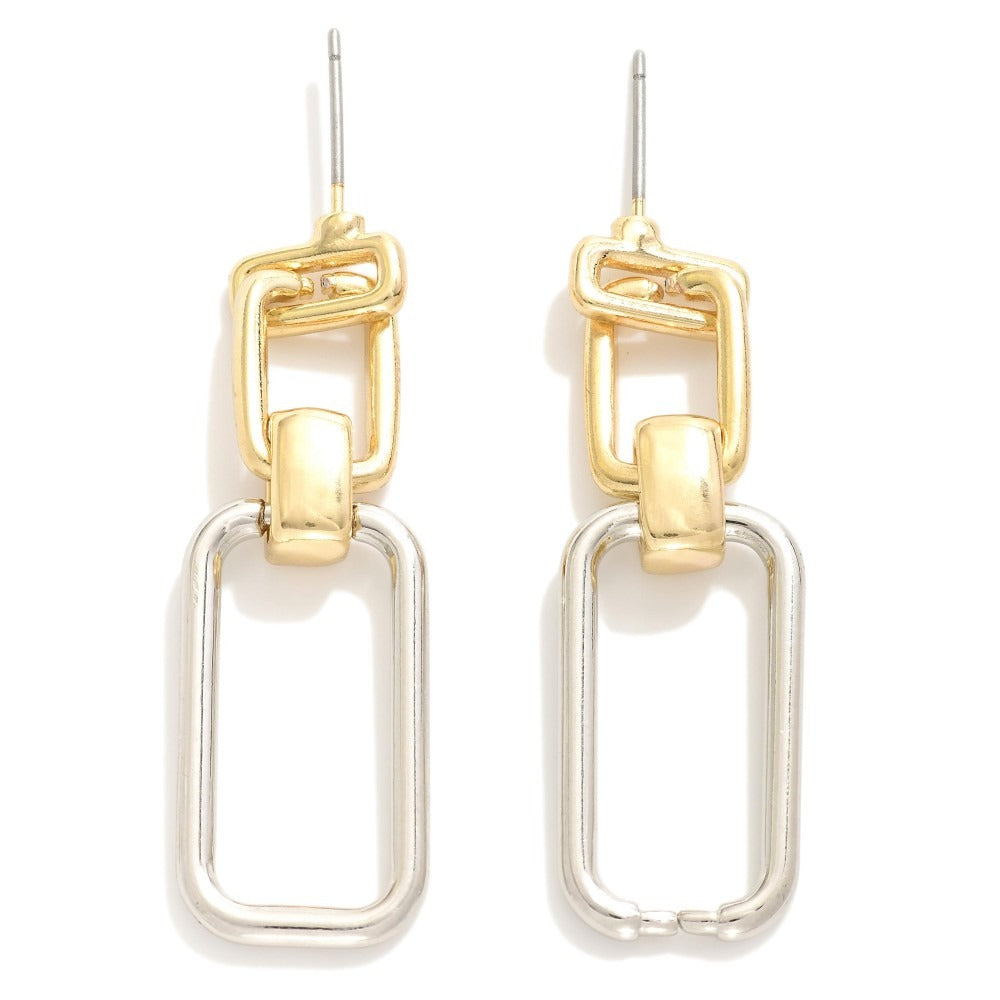 Metal  Linked Rectangle Drop Earrings