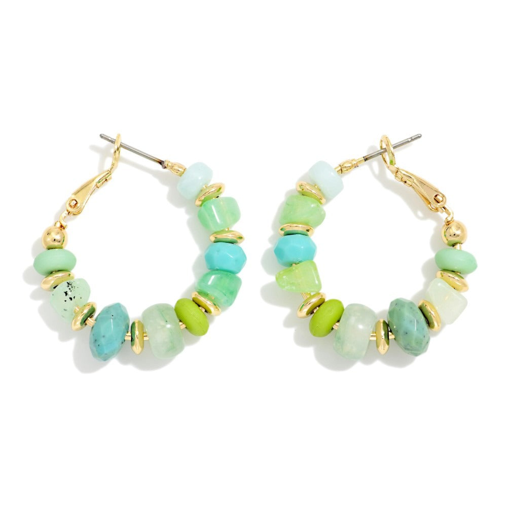 Multi-Stone Beaded Hoop Earrings