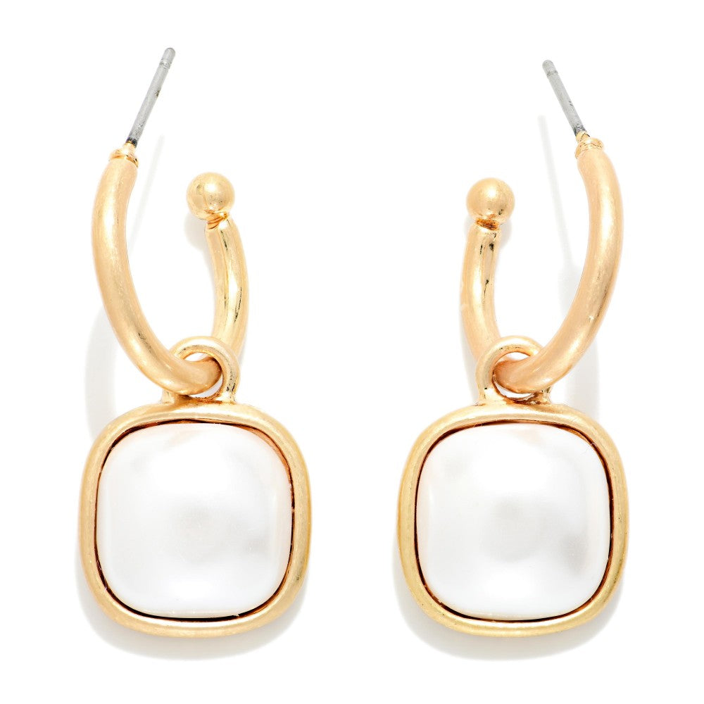 Square Drop Hoop Earrings
