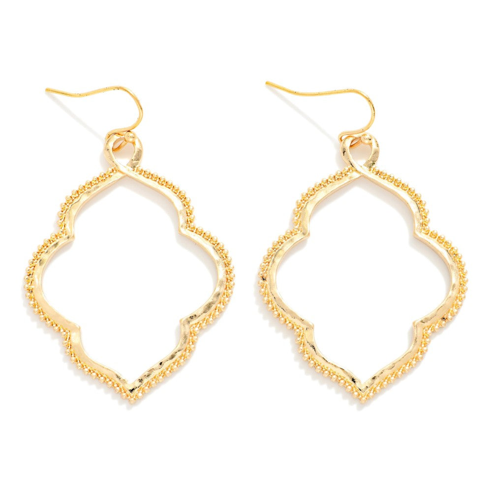 Hollow Quatrefoil Drop Earrings