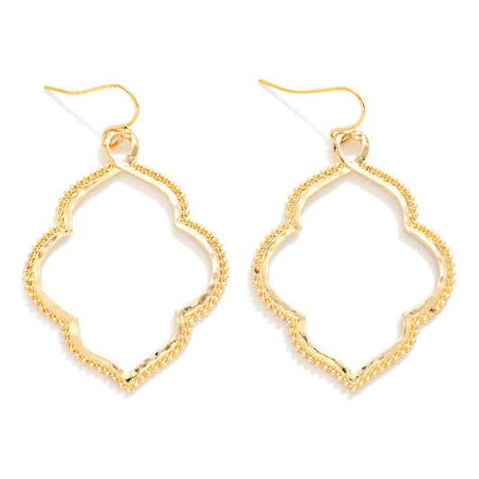 Hollow Quatrefoil Drop Earrings
