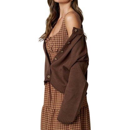 Exposed Seam Button-Down Cardigan