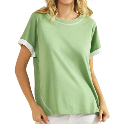 Two Tone Contrast Seam T-Shirt
