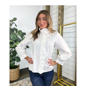 Long Sleeve Ruffle Radiance Solid Top