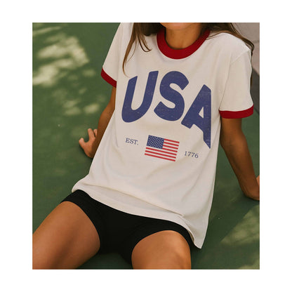 USA Vintage Ringer Graphic Tee