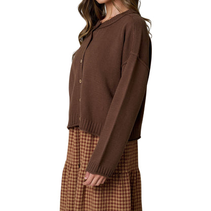 Exposed Seam Button-Down Cardigan