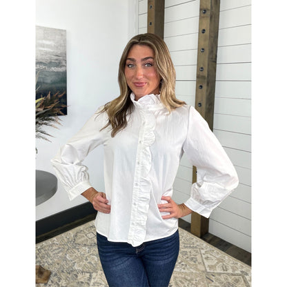 Long Sleeve Ruffle Radiance Solid Top