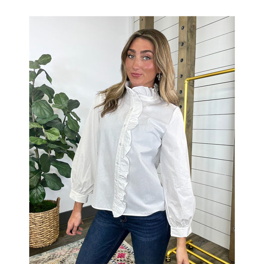 Long Sleeve Ruffle Radiance Solid Top