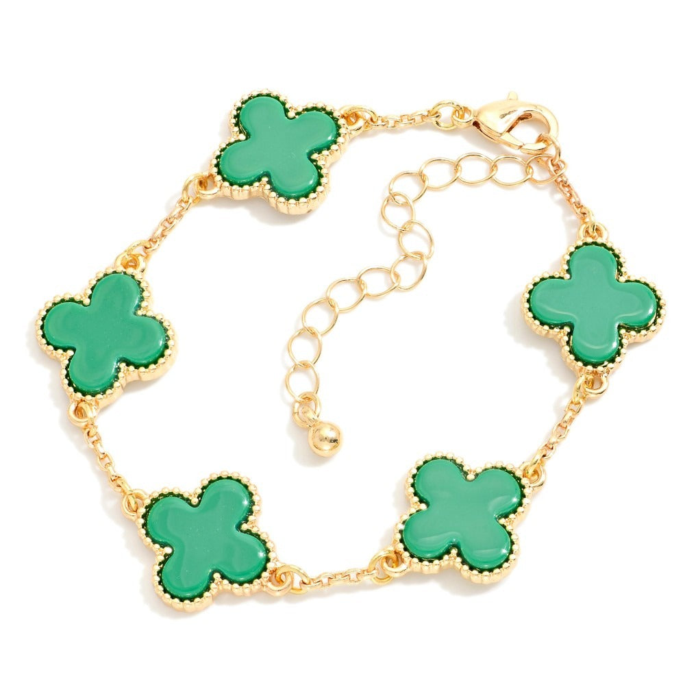 Queen Of Clubs Linked Clover Bracelet