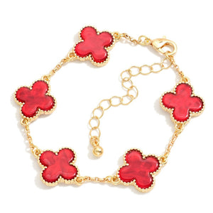 Queen Of Clubs Linked Clover Bracelet