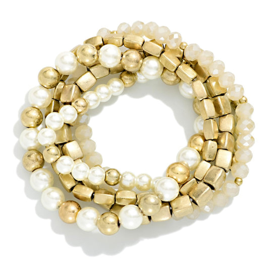 Mixed Metal Bead Bracelet Set