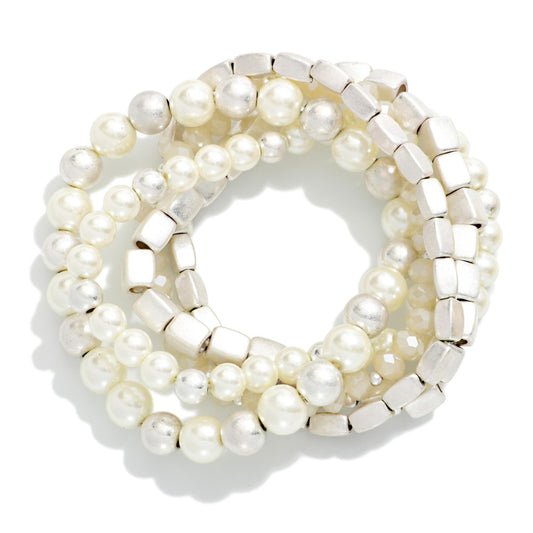 Mixed Metal Bead Bracelet Set