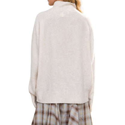 Relaxed Boxy Mock Neck Sweater