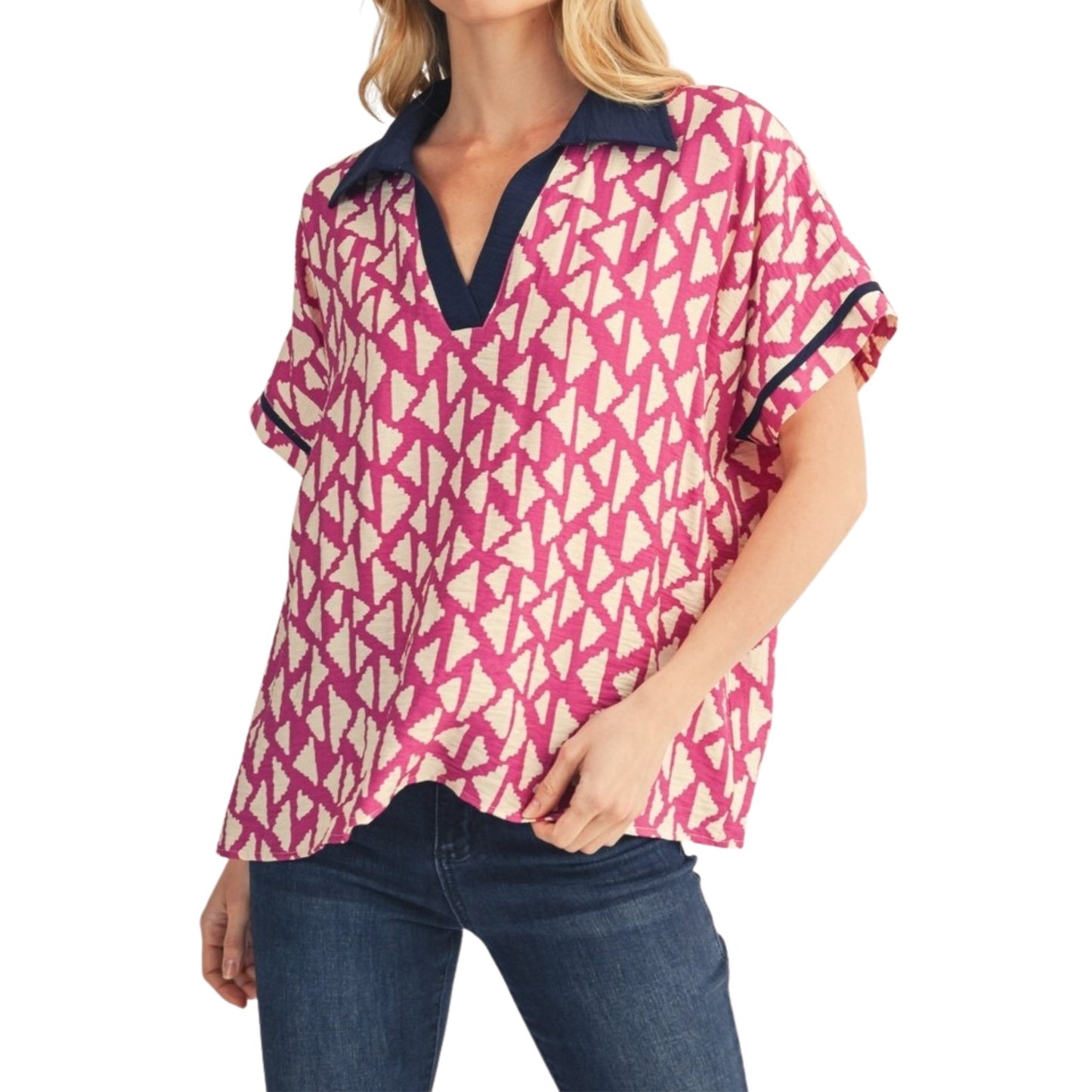Navy Notch Top