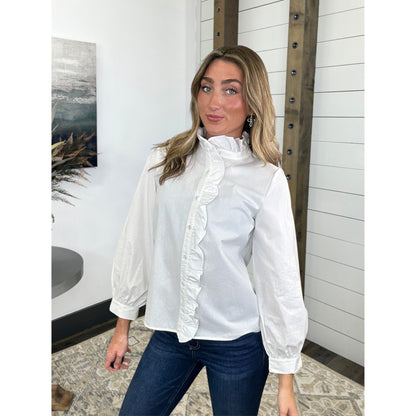 Long Sleeve Ruffle Radiance Solid Top